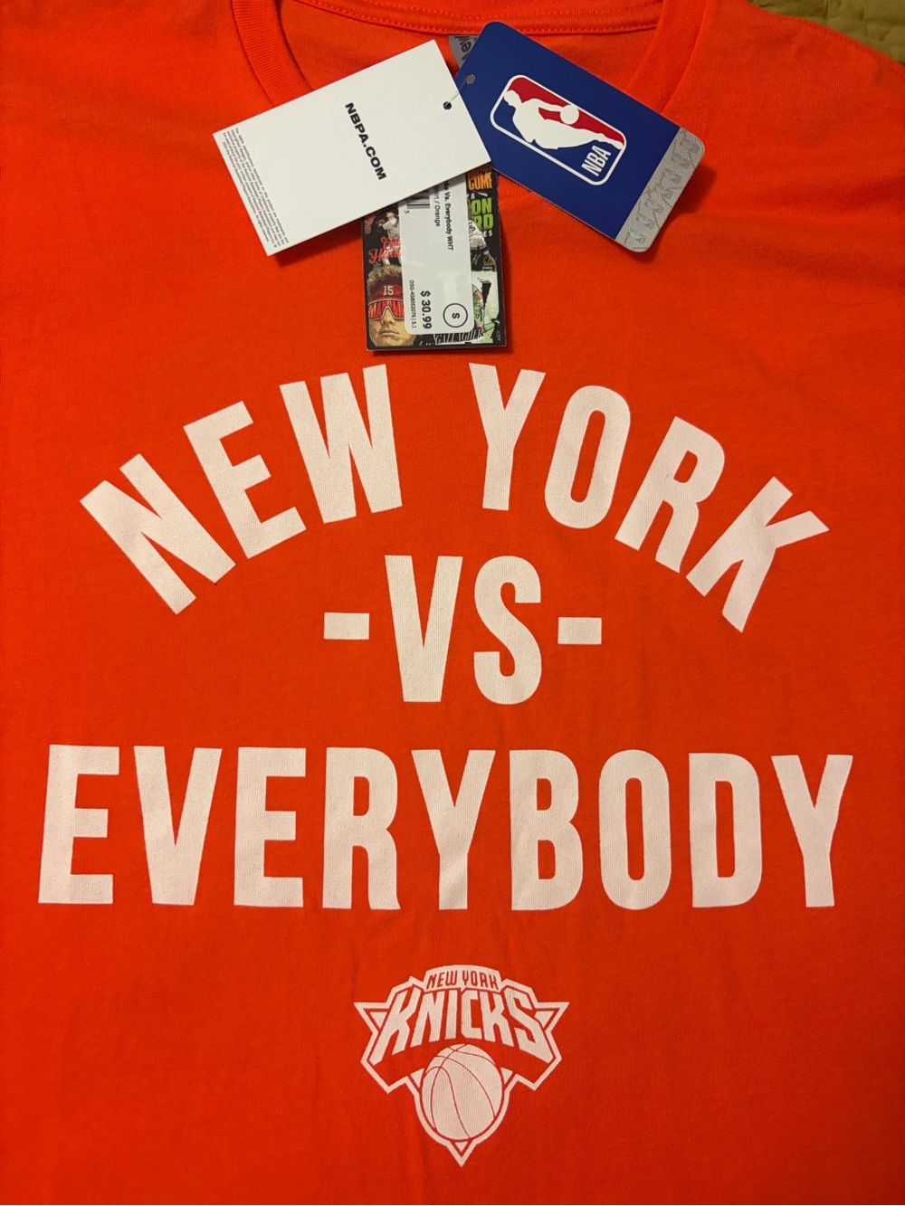 NBA New York Knicks Orange 'New York vs Everybody' Graphic Tee
